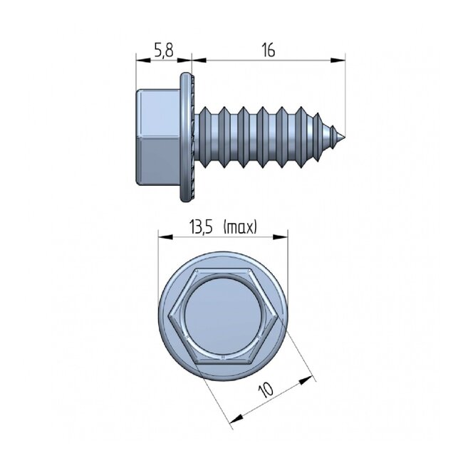 Huismerk Türparker 6,3x16 mm