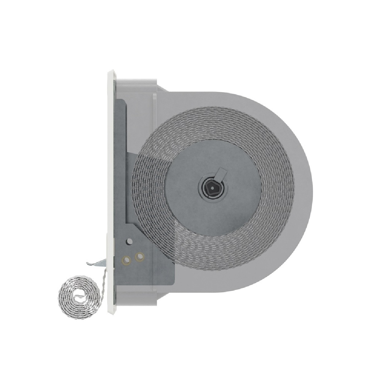Selve Mini bandopwinder inbouw, 5 mtr, dekplaat 151x45 mm, kleur wit, incl 5 mtr band, foto 3 van 6