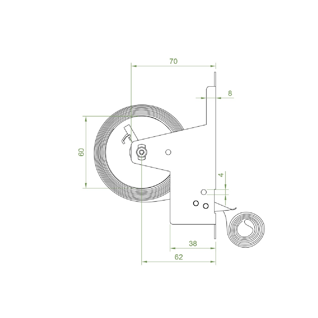 Selve Mini bandopwinder inbouw, 5 mtr, dekplaat 151x45 mm, kleur wit, incl 5 mtr band, foto 5 van 6