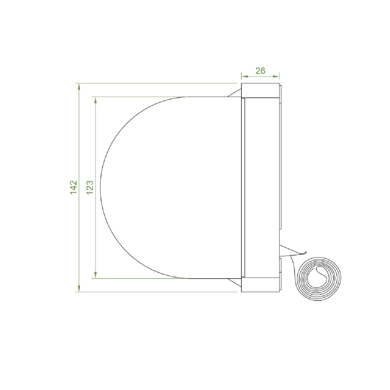 Selve Mini bandopwinder inbouw, 5 mtr, dekplaat 151x45 mm, kleur wit, incl 5 mtr band, foto 6 van 6
