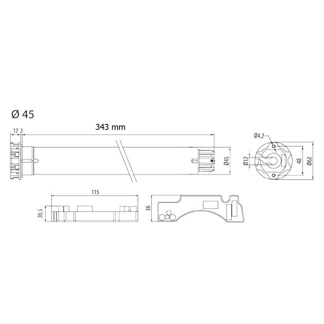 Cherubini Moteur tubulaire Plug & Play Short 6/17