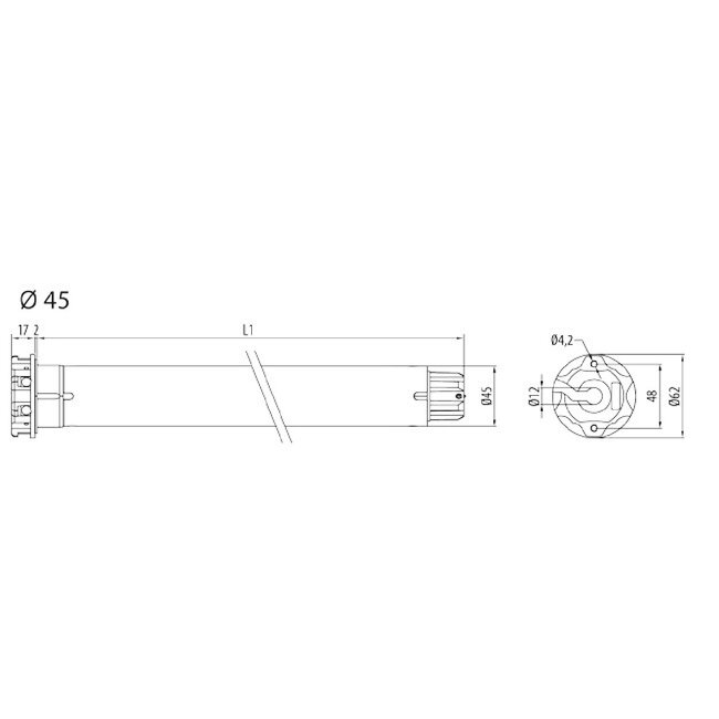 Cherubini Moteur tubulaire Wave RX Ø 45 avec récepteur et réglage électronique  -  États-Unis