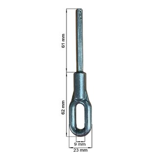 Œillet étroit en aluminium réglable avec axe carré de 6 mm
