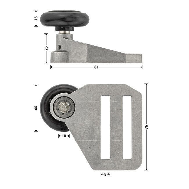 Hörmann Obere Rollenhalter, mit Laufrolle, Beschlag N, rechts.