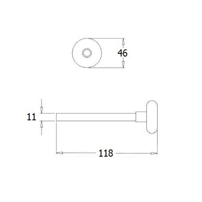 Huismerk Running wheel short, Axle/Shaft Ø 11 mm, length 118 mm