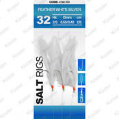 Salt Rig Feather White Silver 2/0 3H Salt Rig Feather White Silver 2/0 3H