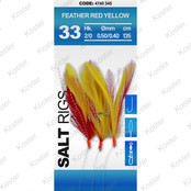 Salt Rig Feather Red Yellow 2/0 3H Salt Rig Feather Red Yellow 2/0 3H