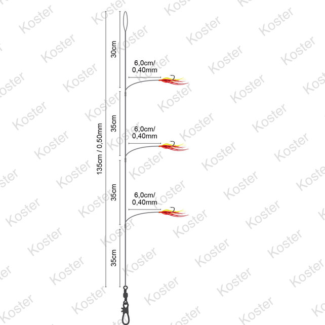 Salt Rig Feather Red Yellow 2/0 3H Salt Rig Feather Red Yellow 2/0 3H