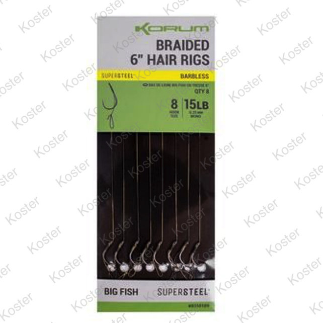 Braided Hair Rigs - Barbed 6"