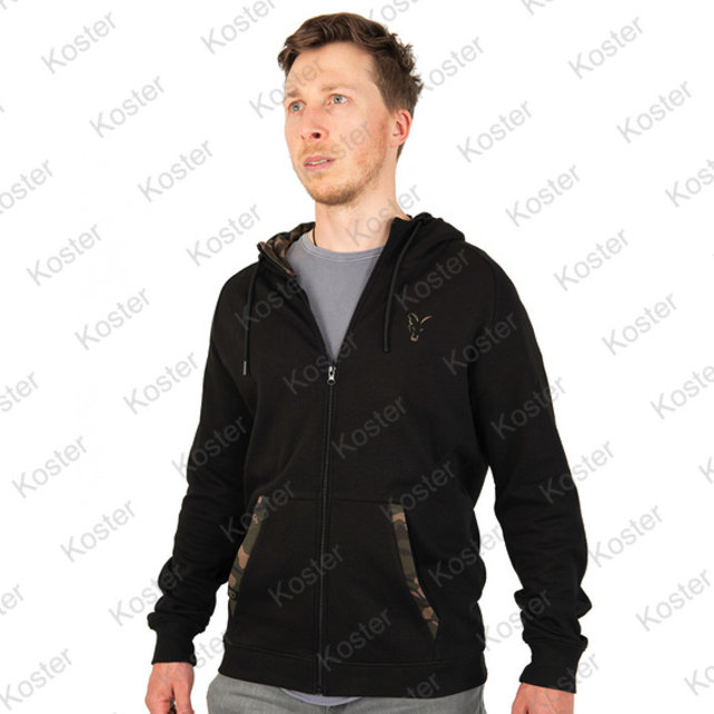 LW Black / Camo Print Zip Hoody