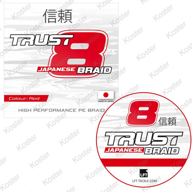 Trust 8-Japanese Braid Red 150mtr. 0.08mm. 5.11kg.