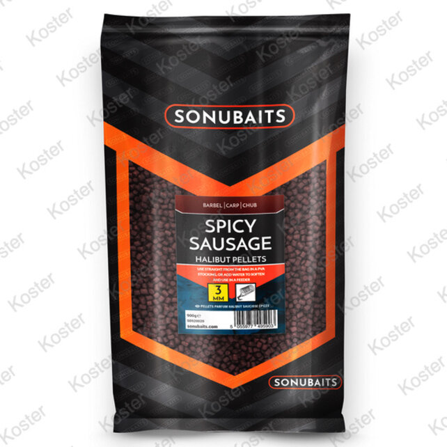 Halibut Pellets Spicy Sausage - 8mm Halibut Pellets Spicy Sausage - 8mm