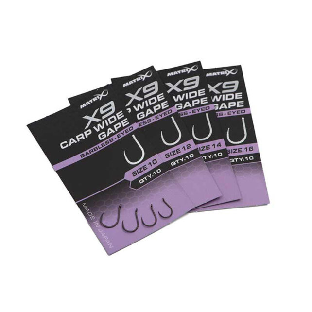 X9 Carp Wide Gape Barbless - Eyed