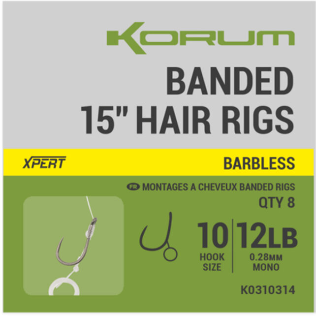 Banded 15" Hair Rigs Barbless
