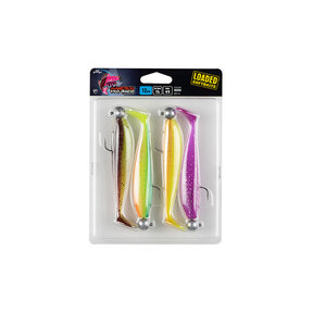 Zander Pro Shad 10cm x4 Mixed UV colour Pack  Loaded 10g 4/0 head