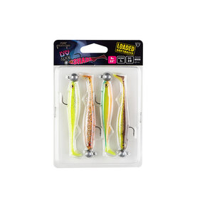 Slick Shad 7cm x4 Mixed UV Colour Pack Loaded 5g 1/0 head