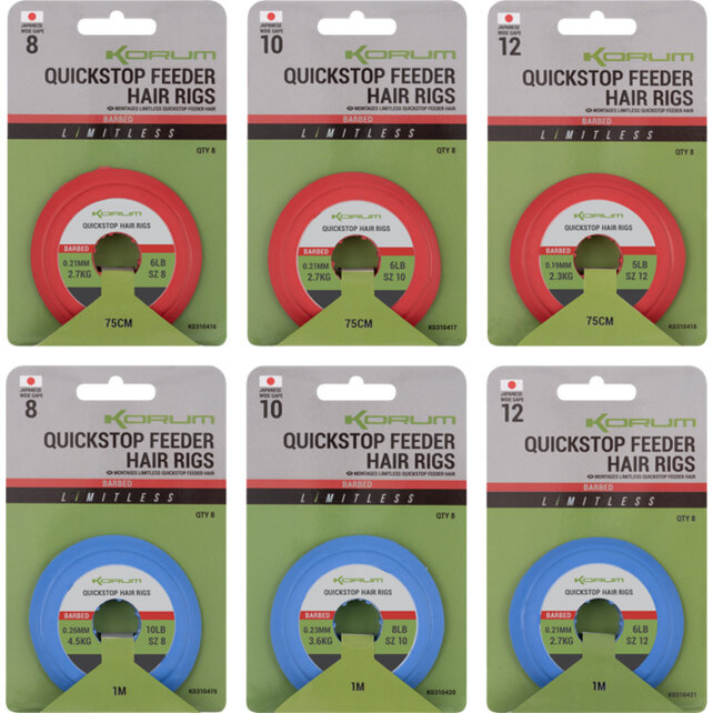 Limitless Quickstop Feeder Hair Rigs Haak: 12 Nylon 0.21MM