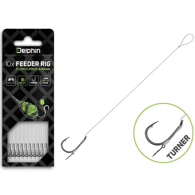 Feeder rig Delphin Fluoro Spike Haak : 4 - 12CM - 0.30MM