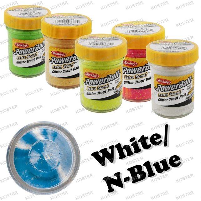 PowerBait Glitter Blue Neon/White PowerBait Glitter Blue Neon/White