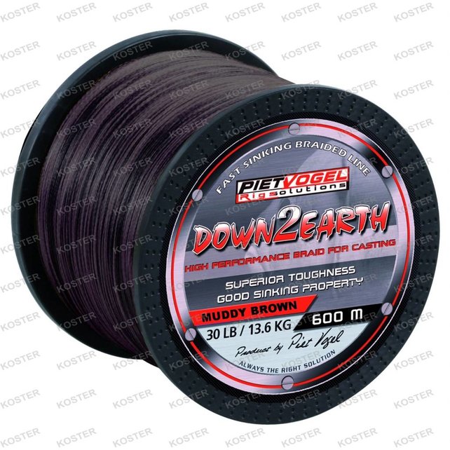 Down2Earth Braid Muddy Brown 0.28 mm., Trekkracht: 25 lb., Lengte: 1000 Meter