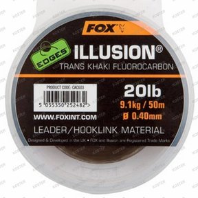 EDGES Illusion Trans Khaki Leader Diameter: 0.50 mm., Trekkracht: 30 lb., Lengte: 50 Meter