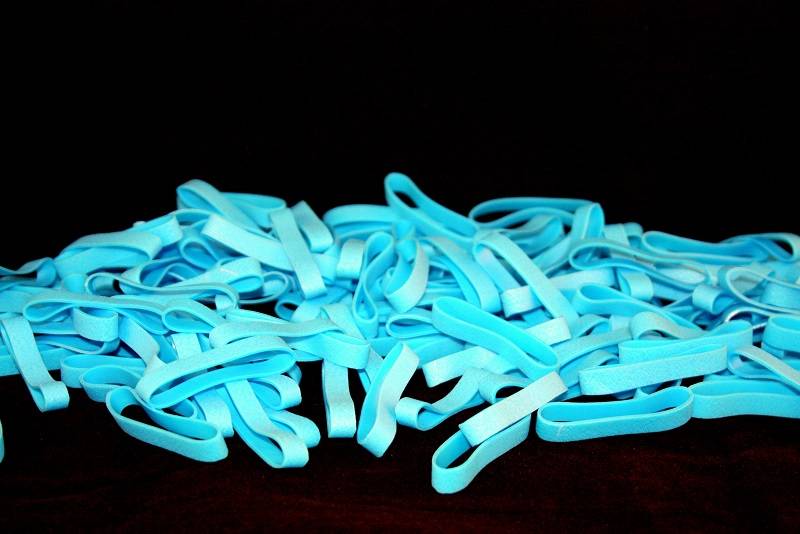 Light blue M.15 Light blue elastic band Length 140 mm, Width 2 mm