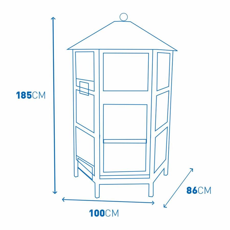 Volière Hexagon Cottage | 100 x 86 x 185 cm