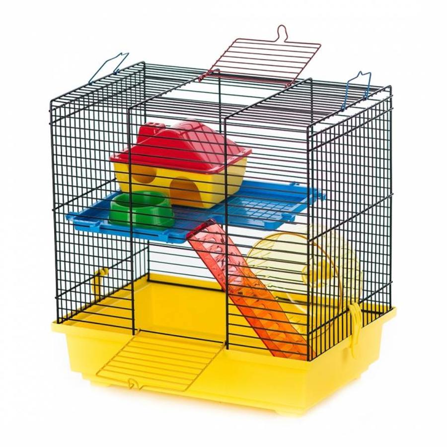 Hamsterkooi Teddy 1 geel/zwart met accessoires