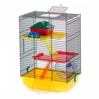 Hamsterkooi Teddy 2 geel/zwart voor dwerghamsters en muizen