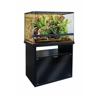 Terrarium onderkast 90x45x70 cm | zwart meubel met rookglazen deuren