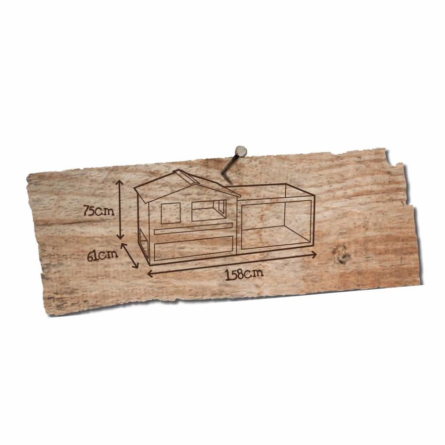 Konijnenhok snoozer cottage met ren en mestlade 158x61x75 cm