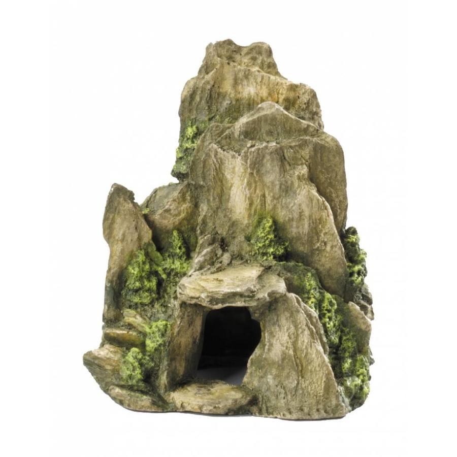Steen met mos 19 cm | natuurgetrouwe aquarium- en terrariumdecoratie