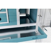 Konijnenhok met ren 2 etages blauw/wit | 156 x 110 x 80 cm