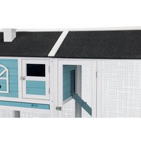 Konijnenhok met ren 2 etages blauw/wit | 156 x 110 x 80 cm