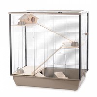 Natural Fargo knaagdierkooi mokka/zink met accessoires