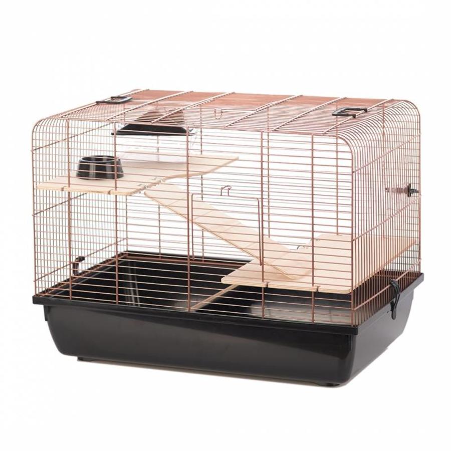 Copper Rex 2 knaagdierkooi zwart/koper met accessoires