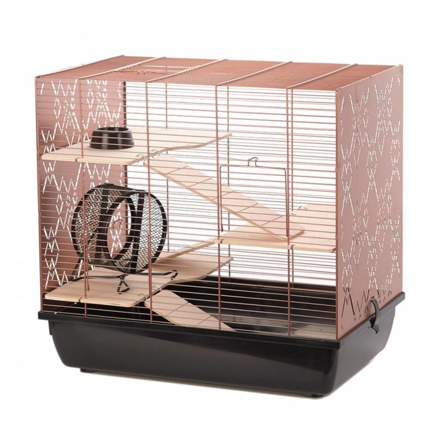 Knaagdierkooi Copper Lex zwart/koper met 3 etages en accessoires