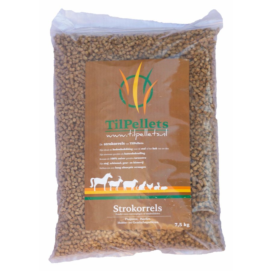 Strokorrels van tarwestro voor kattenbak en bodembedekking 750 gram of 7,5 kg