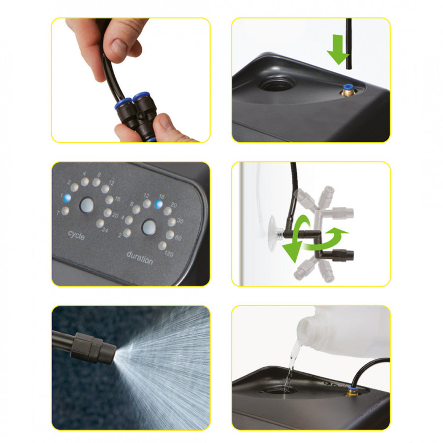 Programmeerbaar nevelsysteem terrarium en plantenkas 8 liter met timer