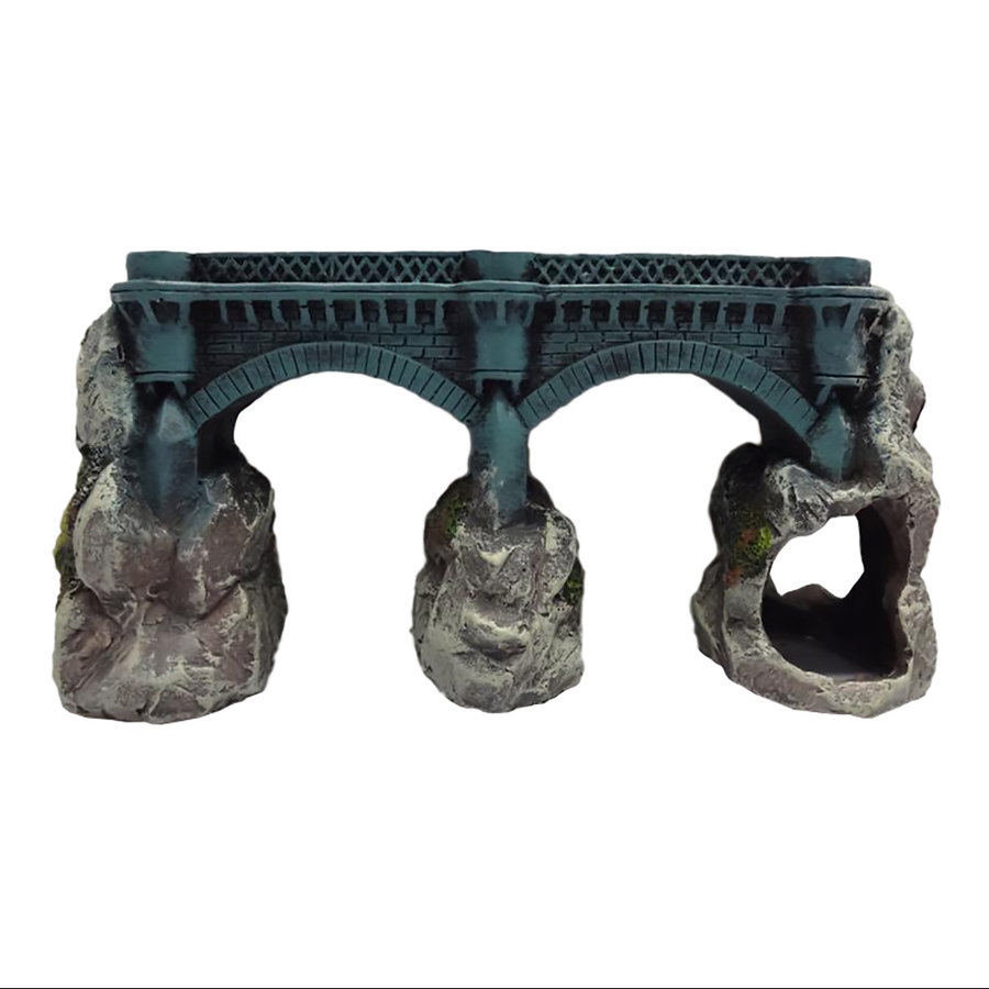Aquarium decoratie brug medium 22 x 8 x 12 cm | voor zoet- en zoutwateraquarium