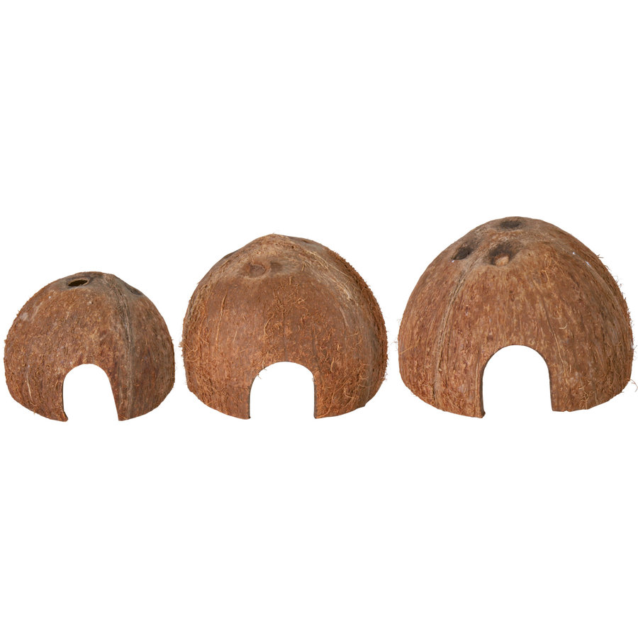 Halve kokosnoot set 3 stuks | schuilplaats Ø 8 | 10 | 12 cm