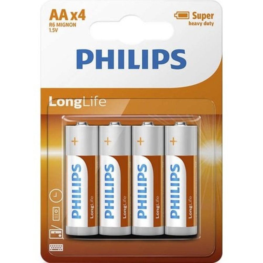 Longlife AA R6 batterijen 1,5V zinkchloride 4 stuks