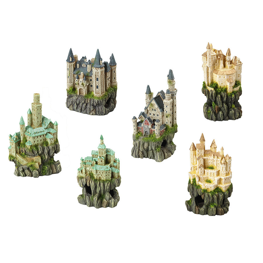 Aquarium kasteel decoratie 9 x 8 x 15 cm | ornament voor zoet- en zoutwater