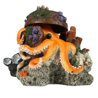 Verdwaalde octopus aquariumornament 15,5 x 12,5 x 11 cm | geschikt voor zoet en zout water | aansluitbaar op luchtpomp
