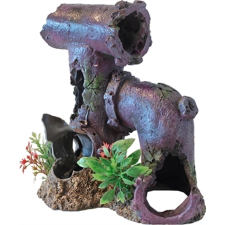 Gezonken buizen ornament aquarium | 17 cm | voor zoet- en zoutwater