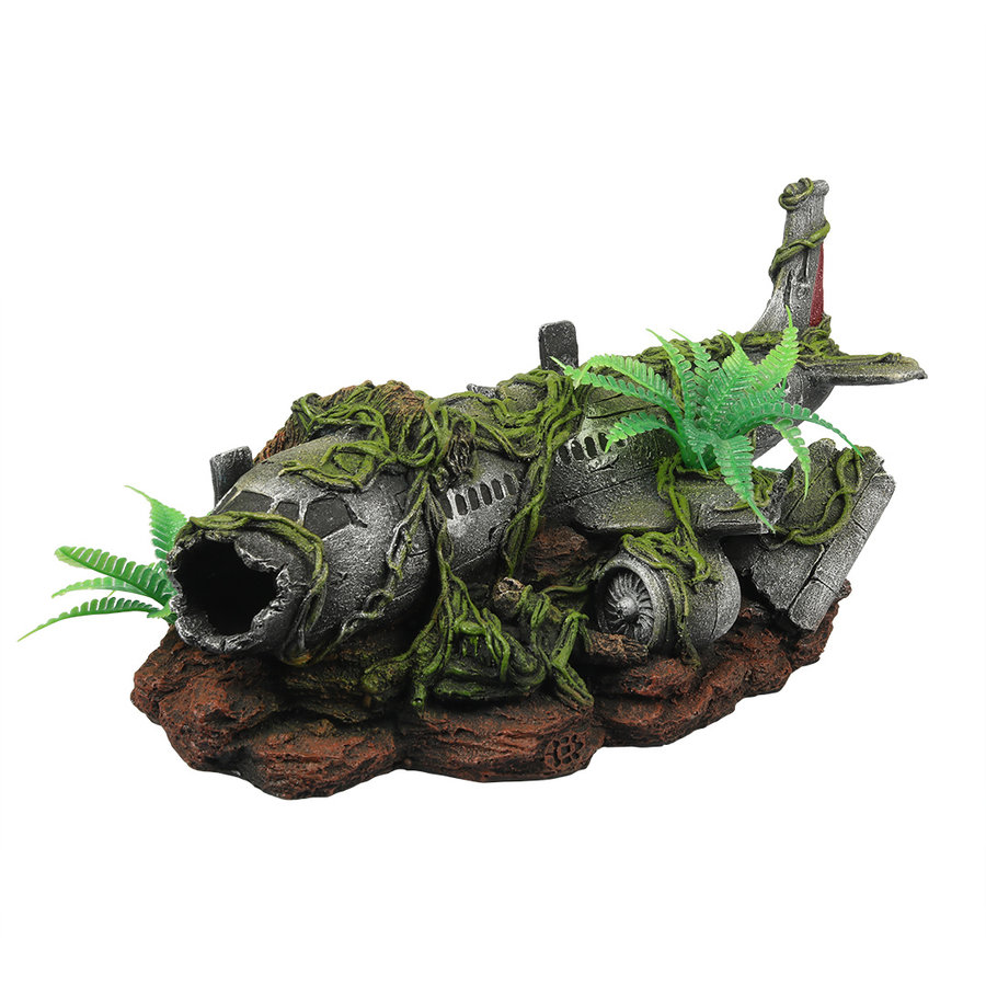 Vliegtuigwrak jungle terrariumornament 30,3 x 19,3 x 17 cm
