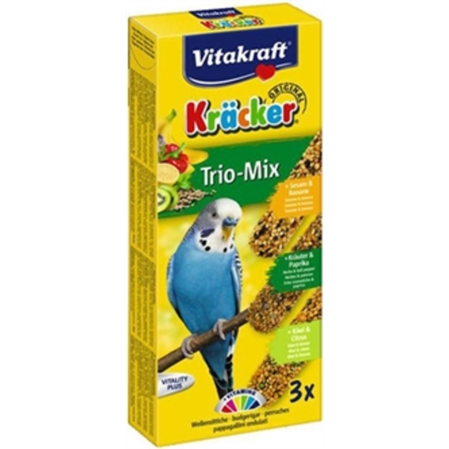 Parkiet kracker vijgen/banaan-sesam/kiwi 3 in 1