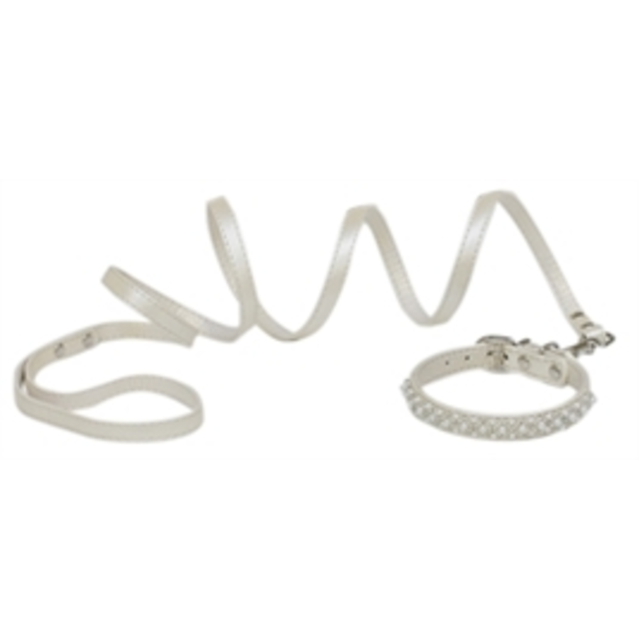 Hondenriem met halsband wit