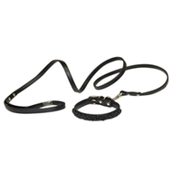 Hondenriem met halsband parels zwart