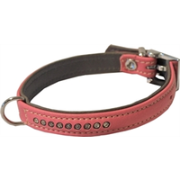 Hondenhalsband Nappa met Strass Roze/Grijs